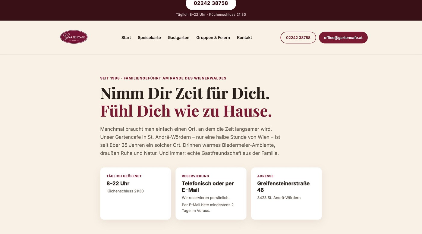Gartencafé Website Screenshot